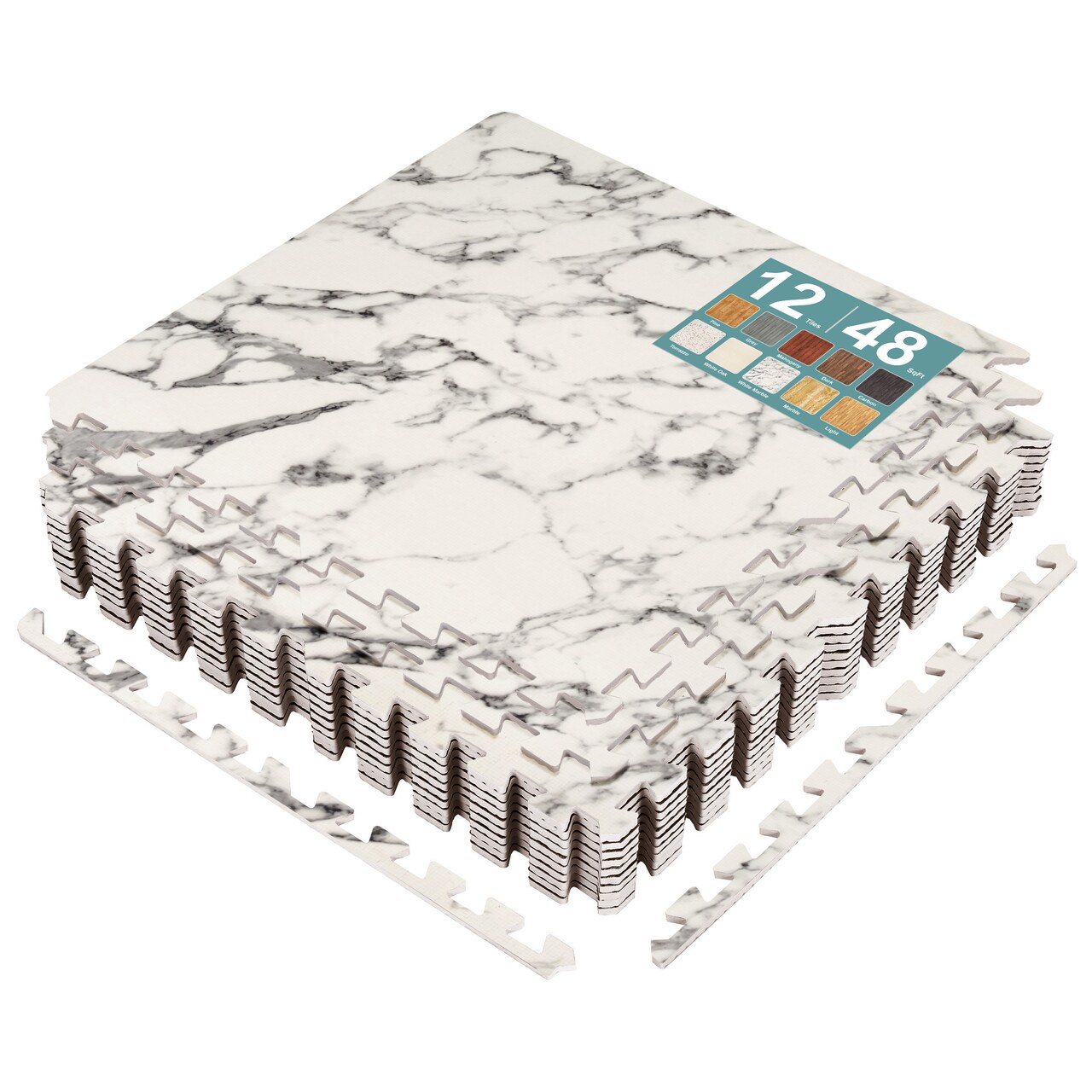 Sorbus 12 Tiles 48 Sq ft Wood Grain Interlocking Floor Foam Tile Mats - for Home, Playroom, Basement, Trade Show
